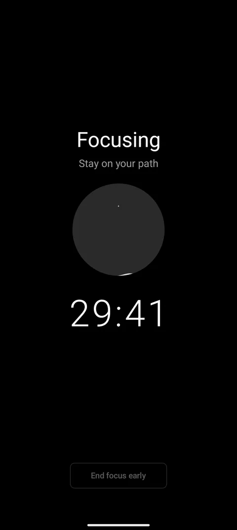 Focus mode: a breathing circle and a countdown